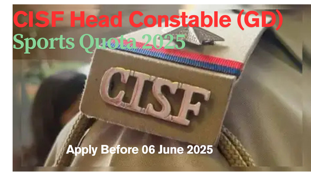 CISF Head Constable Sports Quota 2025