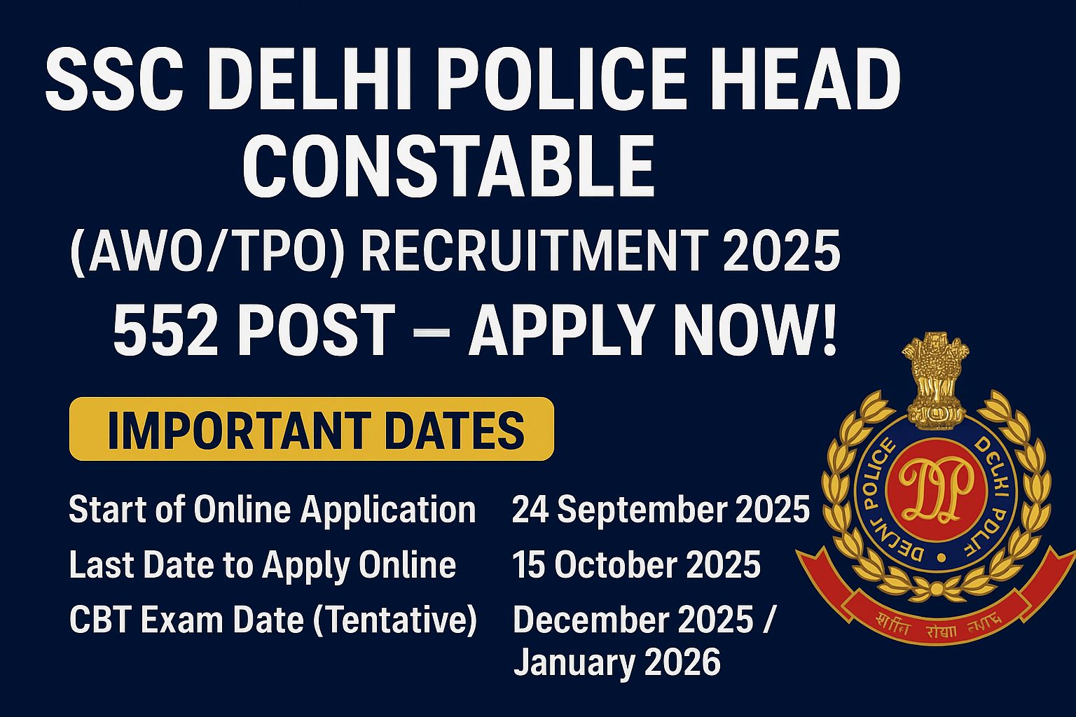 SSC Delhi Police Head Constable Jobs 2025