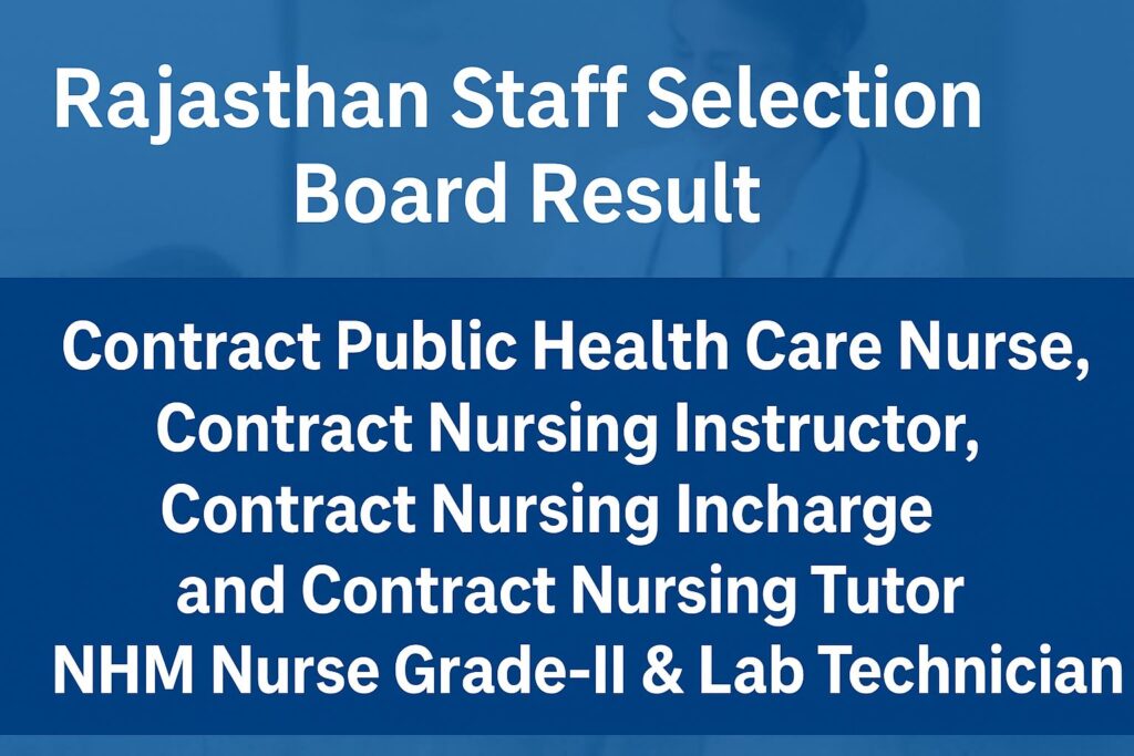 NHM Rajasthan Nurse Grade-II Result 2025 Out