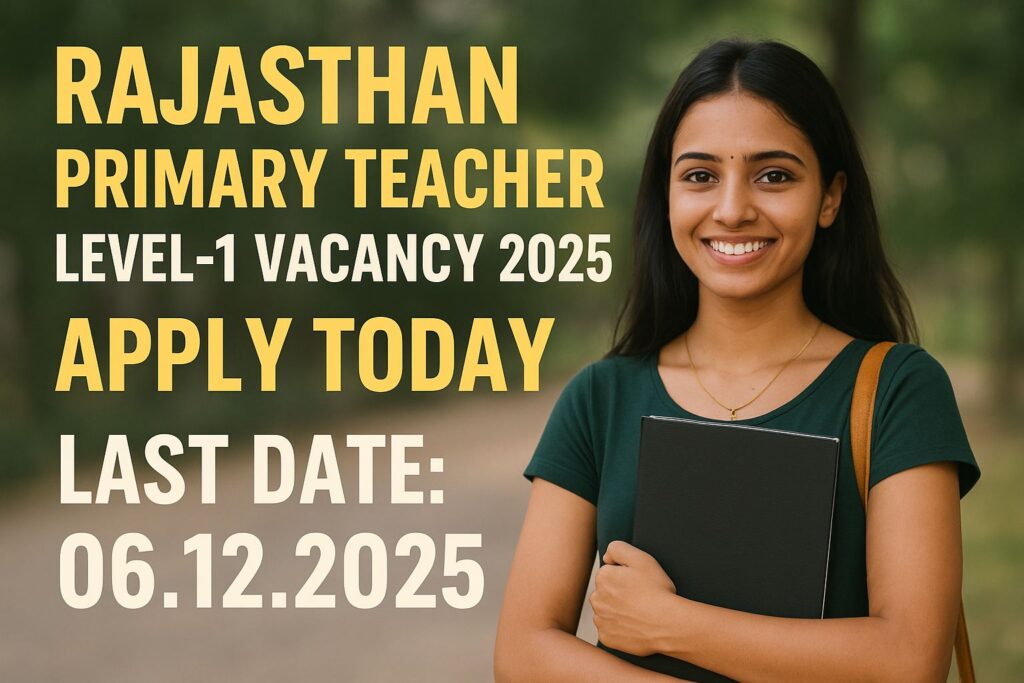 Rajasthan Primary Teacher Level-1 Vacancy 2025
