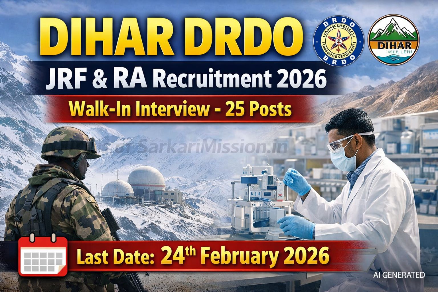 DIHAR DRDO JRF RA Recruitment 2026