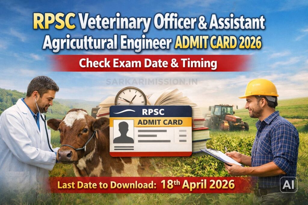 RPSC Veterinary Officer & Assistant Agricultural Engineer Admit Card 2026