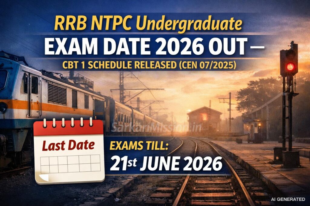 RRB NTPC Undergraduate Exam Date 2026 Out
