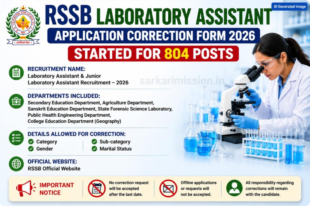 RSSB Laboratory Assistant Application Correction Form 2026