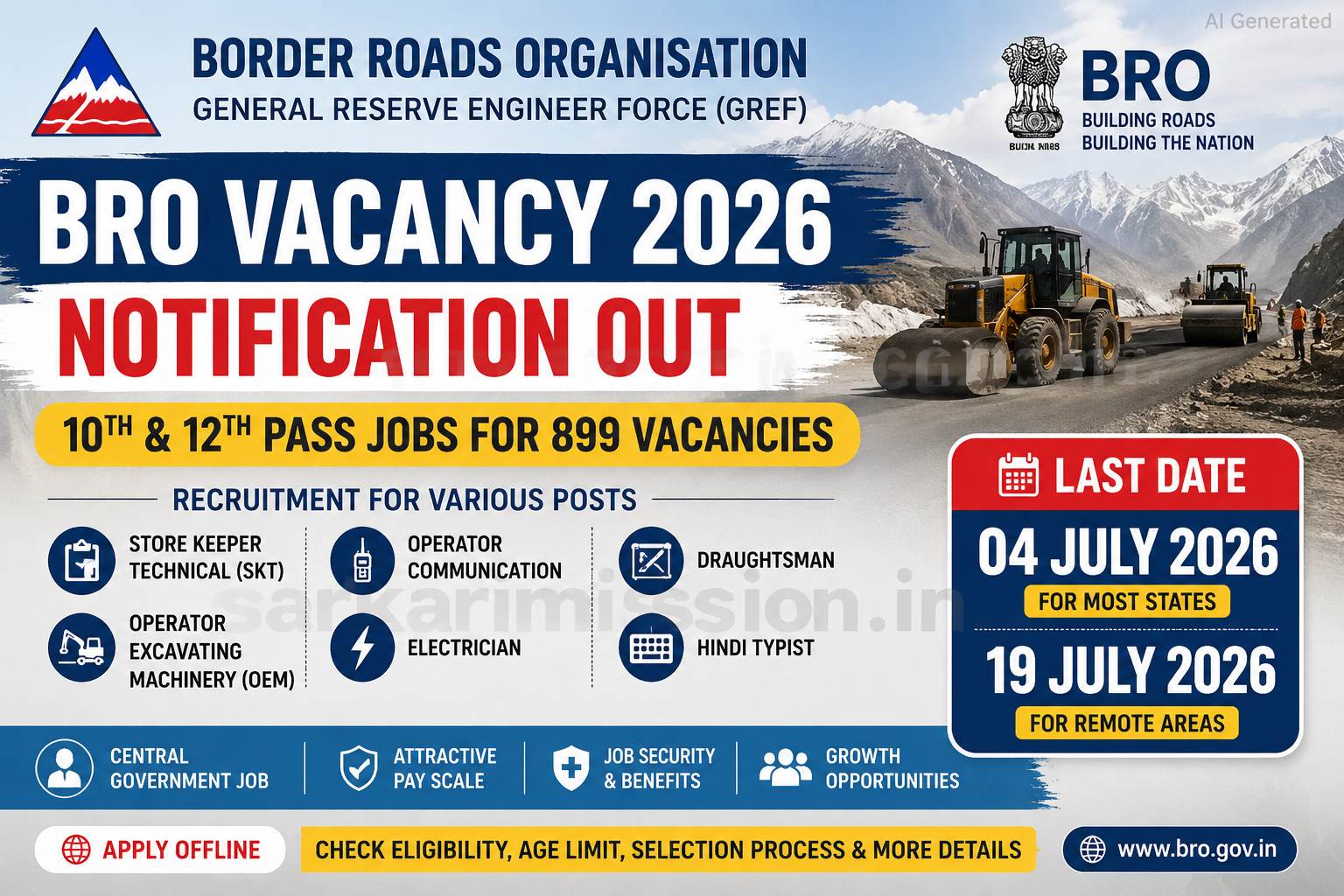 BRO Vacancy 2026 Notification Out