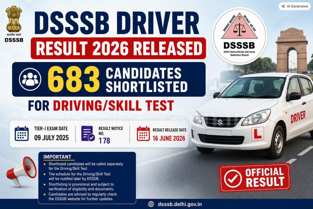 DSSSB Driver Result 2026 Released