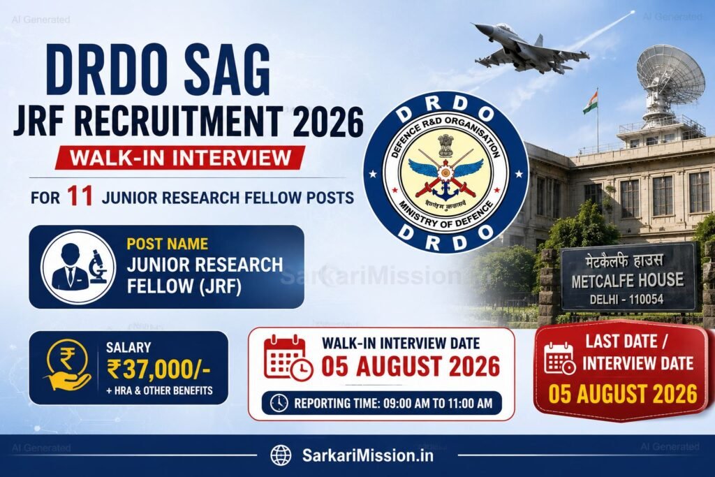 DRDO SAG JRF Recruitment 2026