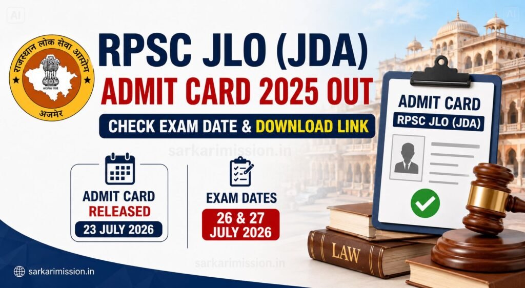 RPSC JLO (JDA) Admit Card 2025 Out
