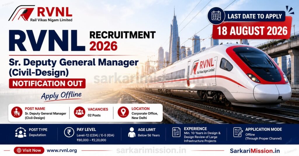 RVNL Sr. Deputy General Manager Recruitment 2026