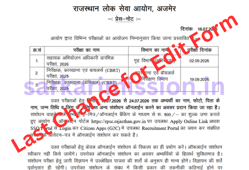 RPSC Inspector of Factories & Boilers 2025