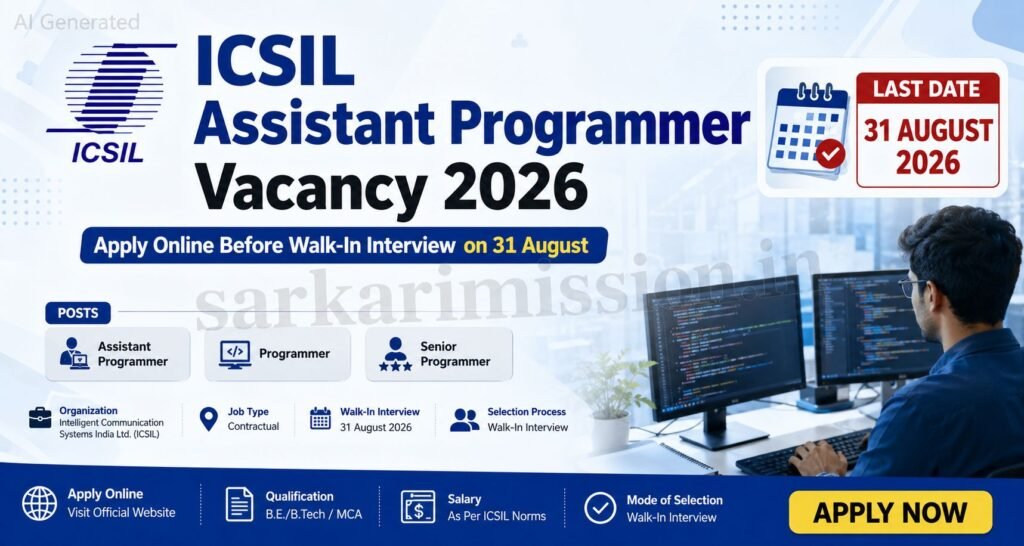 ICSIL Assistant Programmer Vacancy 2026