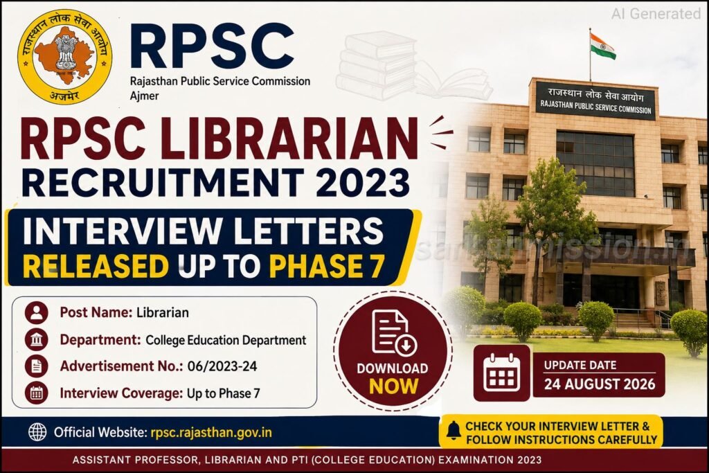 RPSC Librarian Interview Letter 2026