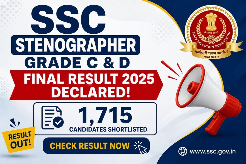 SSC Stenographer Grade C & D Final Result 2025