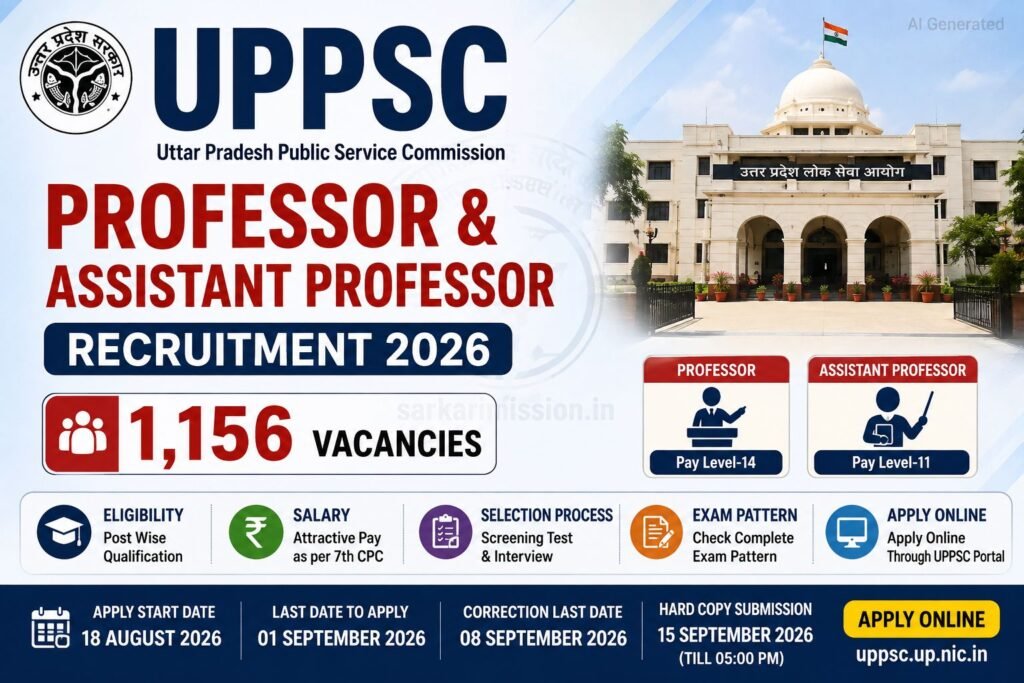 UPPSC Professor & Assistant Professor Recruitment 2026