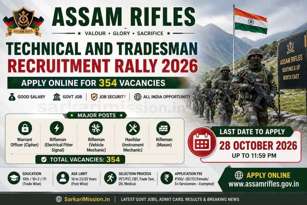 Assam Rifles Technical and Tradesman Recruitment Rally 2026