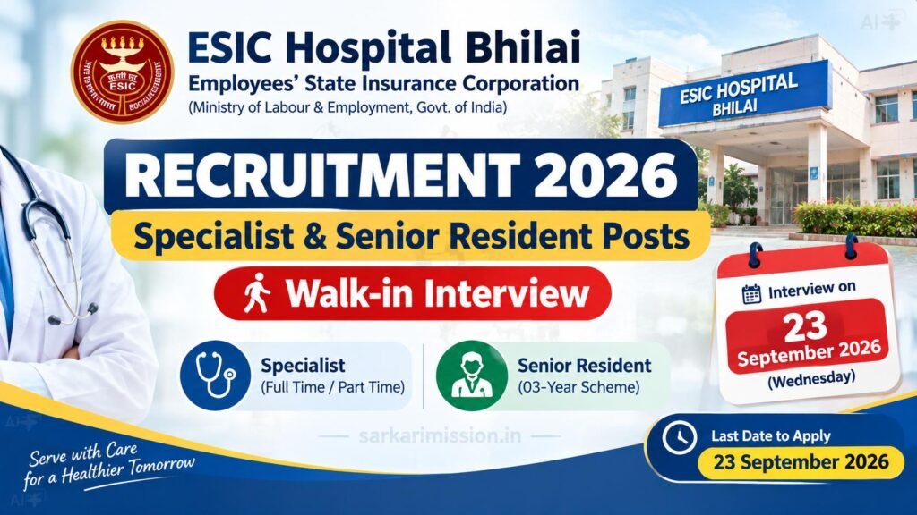 ESIC Hospital Bhilai Recruitment 2026