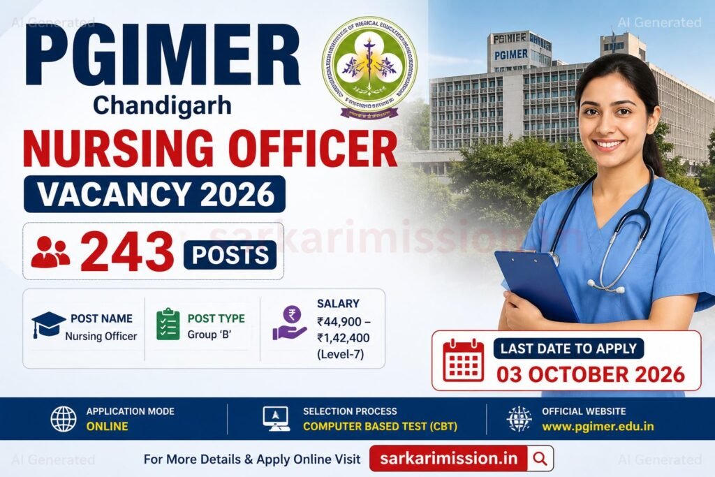 PGIMER Nursing Officer Recruitment 2026
