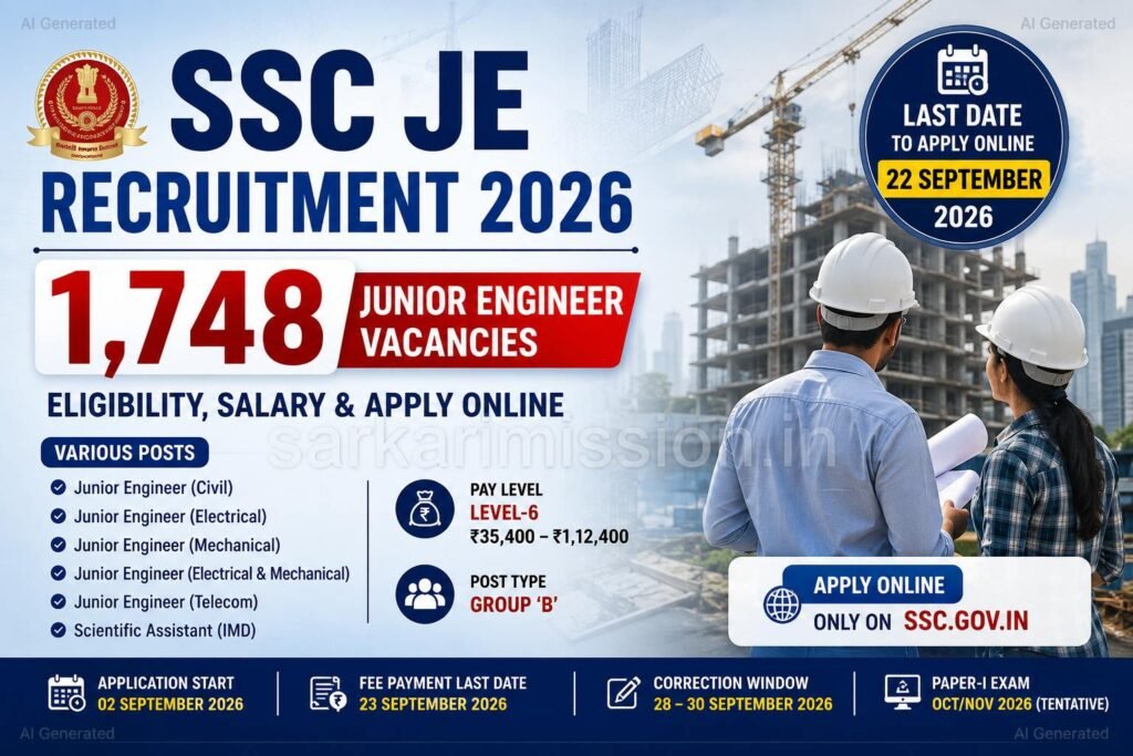 SSC Junior Engineer vacancy 2026