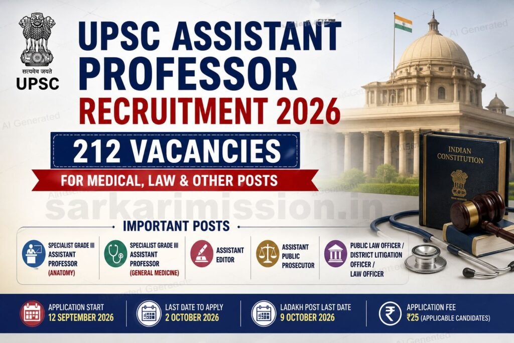 UPSC Assistant Professor Recruitment 2026
