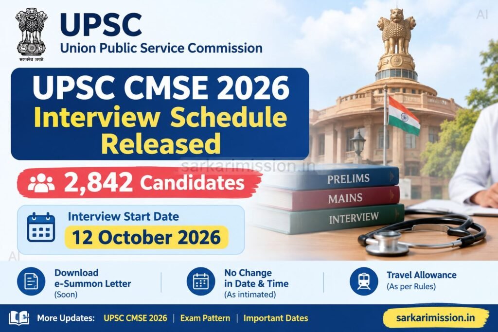 UPSC CMSE 2026 Interview Schedule Released
