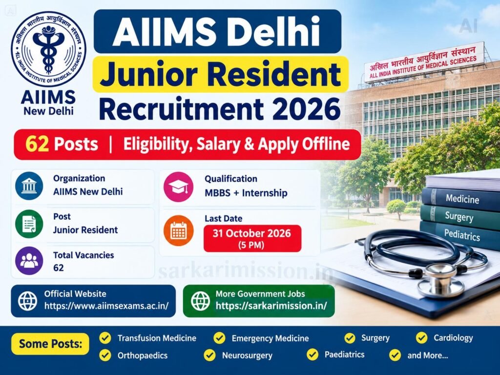 AIIMS Delhi Junior Resident Recruitment 2026