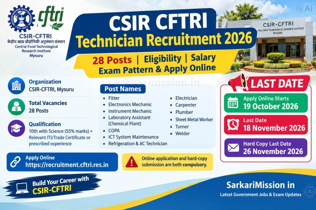 CSIR CFTRI Technician Vacancy 2026
