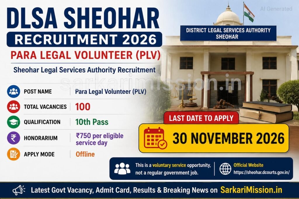 DLSA Sheohar Recruitment 2026