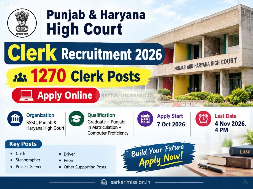Punjab & Haryana High Court Clerk Recruitment 2026