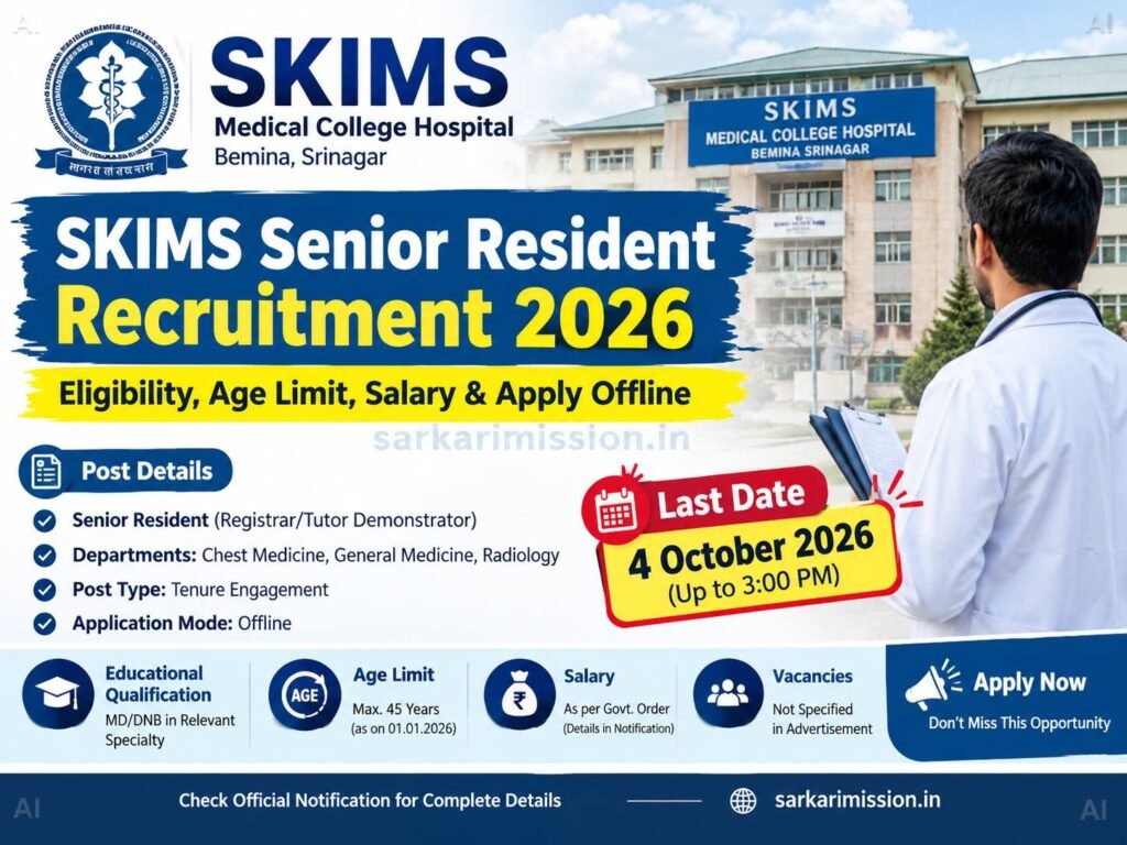 SKIMS Senior Resident Recruitment 2026