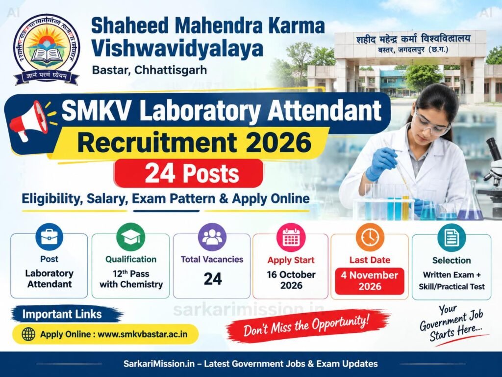 SMKV Laboratory Attendant Recruitment 2026