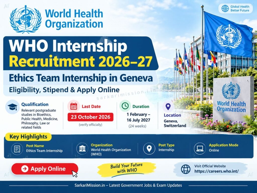 WHO Internship Recruitment 2026–27