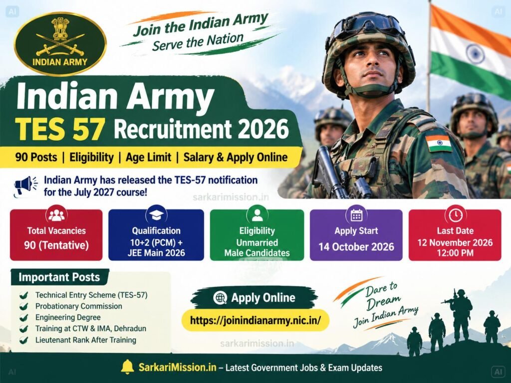 ndian Army TES 57 Apply Online 2026