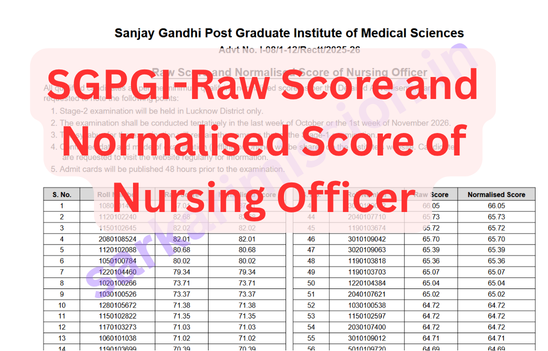 Raw Score and Normalised Score of Nursing Officer